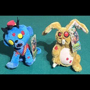 2012 Mezco Zombies Creepy Cuddler RABBIT LUCKY + JANGLES THE DEAD MOKNEY Lot NWT